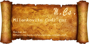 Milenkovits Csörsz névjegykártya